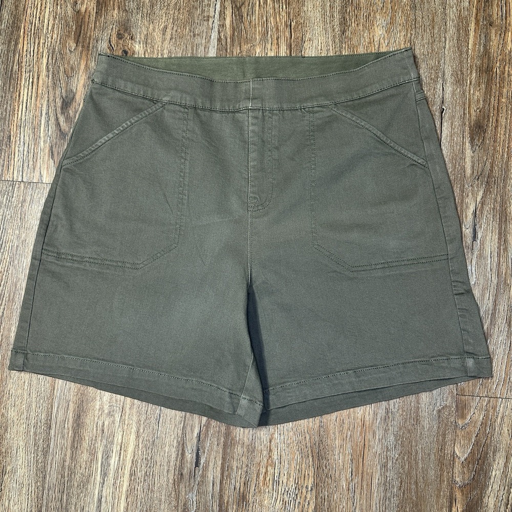 Nautica Jeans Womens Shorts Large Olive Green Stretch Utility 6" Inseam